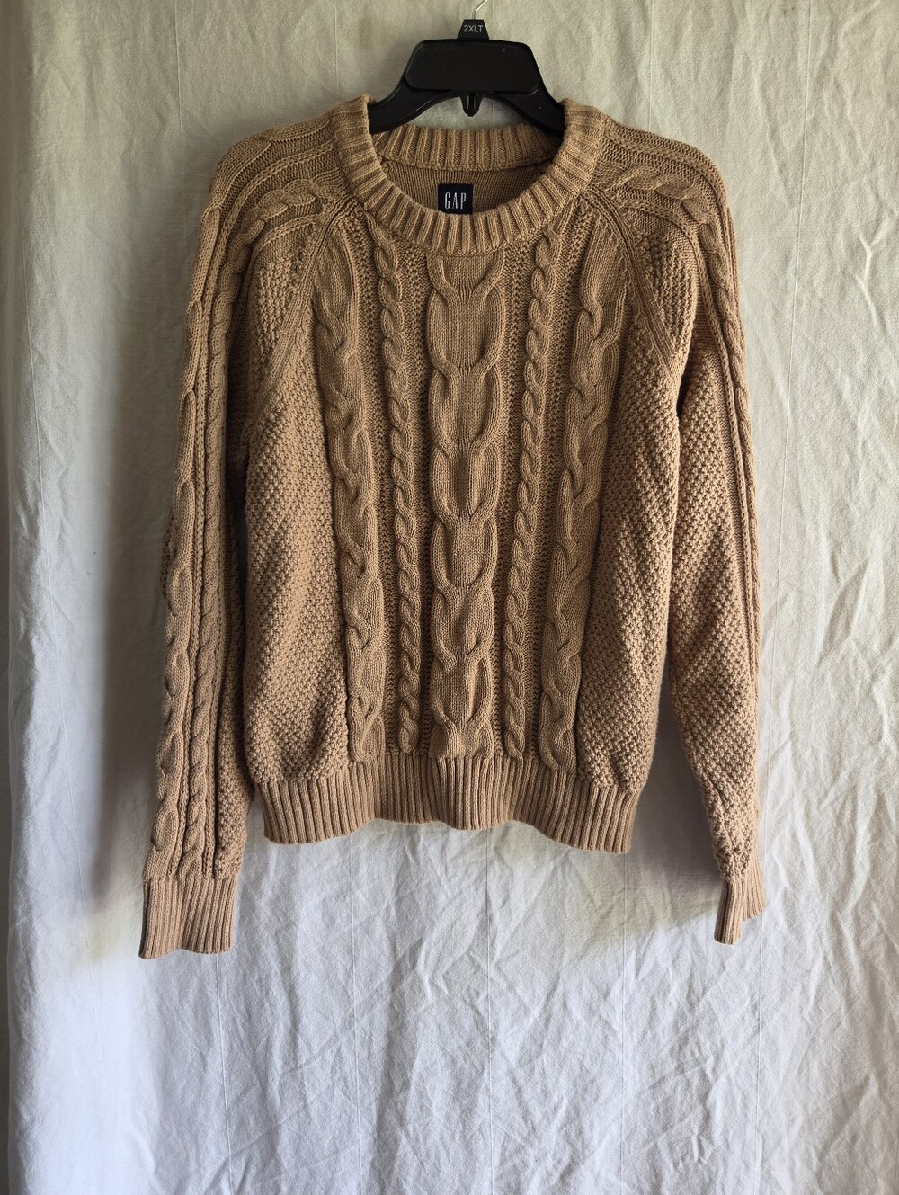 Gap Chunky Cableknit Sweater Womens Medium 100% Cotton Preppy Fisherman Brown